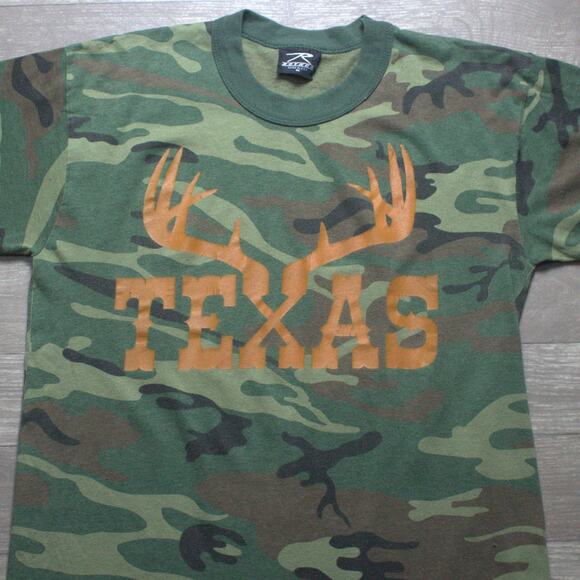 Vintage Rothco USA Made Texas Antler Shirt Size M Woodland Camo Hunting - Picture 1 of 4